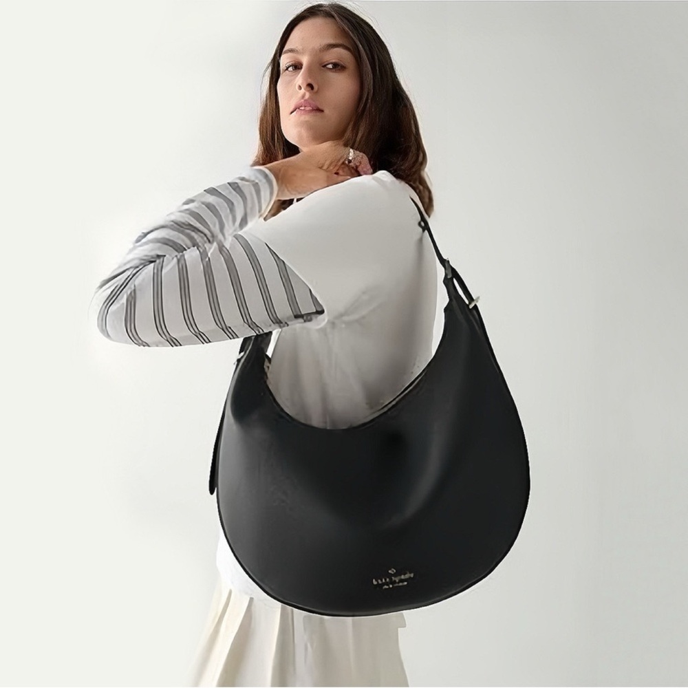 Kate Spade Elegant Black Pebbled Leather Hobo Shoulder 2025-2026 Edition NWT - Picture 2 of 4